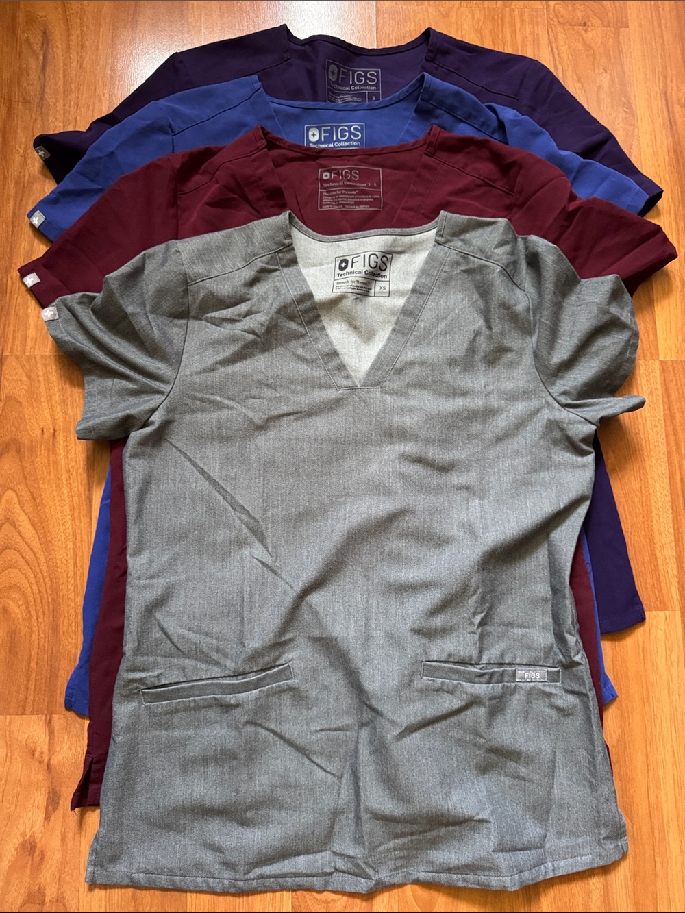 FIGS Woman’s Short Sleeve V-Neck Scrub Tops - Navy, Burgundy & Royal Blue